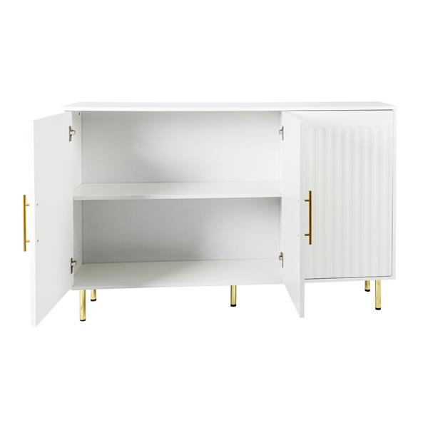 3-Door Large Storage Sideboard with Gold Handles for Kitchen, Dining Room and Living Room.55.12" W Accent White Buffet Cabinet, Coffee Bar Sideboard Cabinet with 3 doors (White)