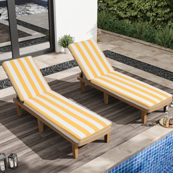 2PCS Set Outdoor Lounge Chair Cushion Replacement Patio Funiture Seat Cushion Chaise Lounge Cushion (Yellow/White Striped)  [Sale to Temu is Banned.Weekend can not be shipped, order with caution]