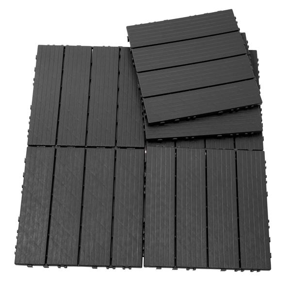 Plastic Interlocking Deck Tiles, 11.8"x11.8"(Pack of 44), Patio Flooring Outdoor Waterproof All Weather Use for Garden Poolside Front/Back Yard, Light gray