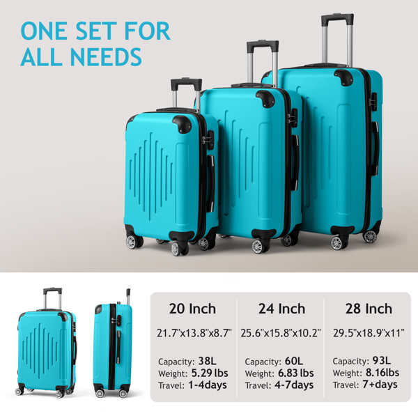 FCH 3-in-1 trolley case with 2 corners and diamond stripes - Sea Salt Blue