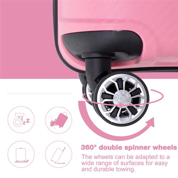 Hardshell Suitcase Spinner Wheels PP Luggage Sets Lightweight Durable Suitcase with TSA Lock,3-Piece Set (20/24/28) ,Pink