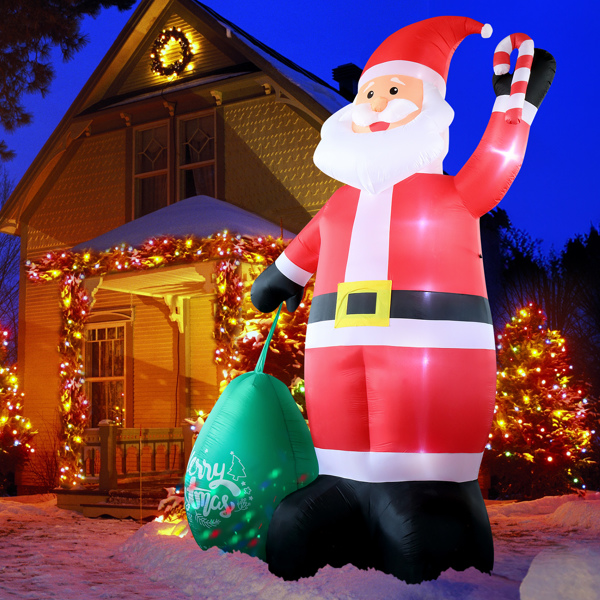 14 FT Lighted Christmas Inflatable Decoration, Giant Inflatable Santa Claus with Large Gift Bag, Blow Up Yard Decorations with Built-in LED Lights for Holiday Party Front Yard Lawn Garden Decor