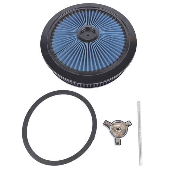 14" x 3" Blue Super Flow Air Cleaner Washable Element Recessed Base Black Top for Chevy Ford