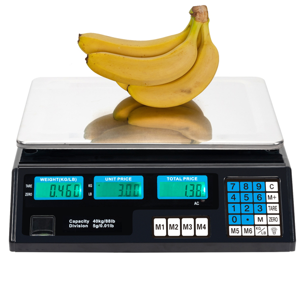  【Old Code：93678793】ACS-30 40kg/5g Digital Price Computing Scale for Vegetable US Plug Silver & Black