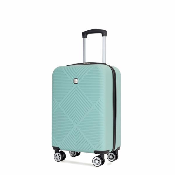 4-piece ABS lightweight suitcase, 14 inch makeup box, aircraft wheels (14/20/24/28) LIGHT BLUE