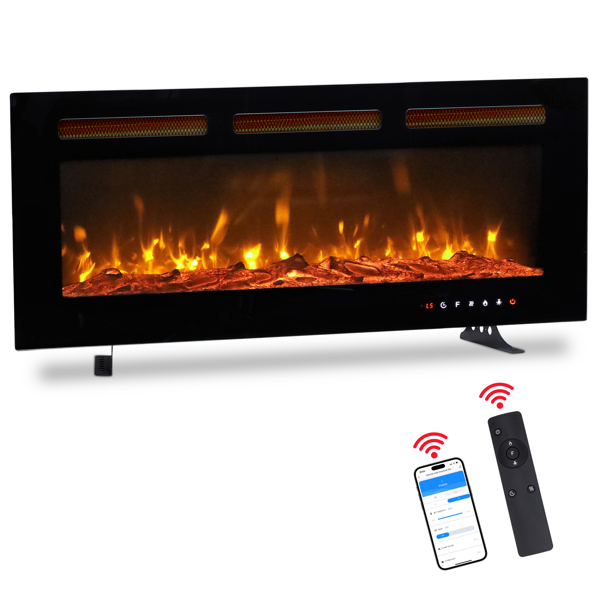 ZOKOP 40" Smart WiFi Electric Fireplace Insert, 1500W Wall Recessed/Mounted, Freestanding Fireplace Heater with Remote Control, 12 Color Adjustable Flames, Thermostat, 8H Timer, 5 Brightness Settings