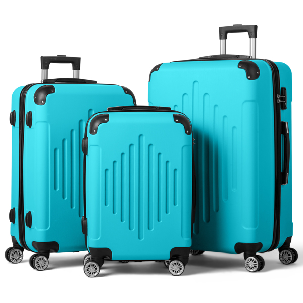 FCH 3-in-1 trolley case with 2 corners and diamond stripes - Sea Salt Blue