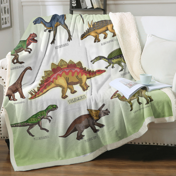 Dinosaur Family Sherpa Fleece Throw Blanket for Boys Girls Adults 60"x80" Fuzzy Soft Warm Blanket for All Seasons （Maybe Shipment from FBA）