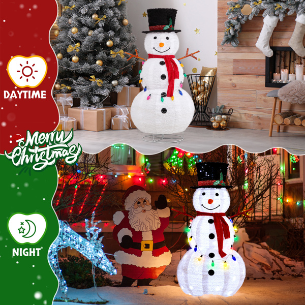 4ft 100LED 20 Lanterns Cashmere Fabric Retractable Snowman Garden Snowman Decoration 