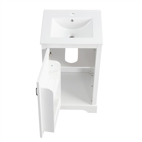 20" Bathroom Vanity with Sink, Bathroom Cabinet with Soft Closing Door, Storage Rack and Adjustable Shelve, White