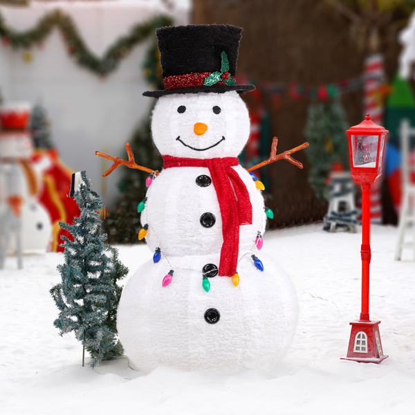 4ft 100LED 20 Lanterns Cashmere Fabric Retractable Snowman Garden Snowman Decoration 