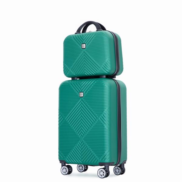 2Piece Luggage Sets ABS Lightweight Suitcase , Spinner Wheels,  (20/14) DARK GREEN