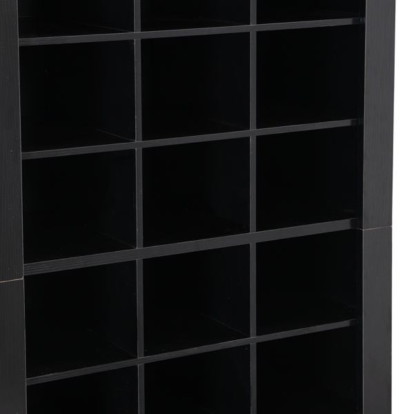 Stylish Design 30 Shoe Cubby Console, Contemporary Shoe Cabinet with Multiple Storage Capacity, Free Standing Tall Cabinet with Versatile Use for Hallway,  Bedroom, Black