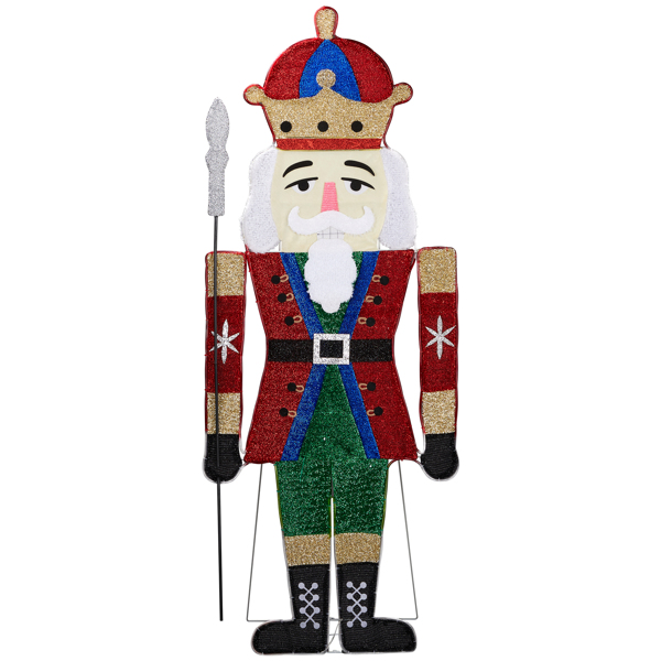 Lighted Nutcracker Christmas Yard Decorations, Pre-lit 2D Nutcracker Soldier with 162 LED Warm White Lights and Stakes for Xmas Outdoor Holiday Indoor Decor Lighted Holiday Displays