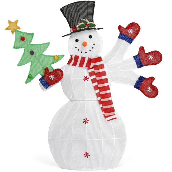 Lighted Snowman Christmas Yard Decorations, Pre-lit 2D Snowman Waving Hands with 170 LED Warm White Lights and Stakes for Xmas Outdoor Holiday Indoor Decor Lighted Holiday Displays