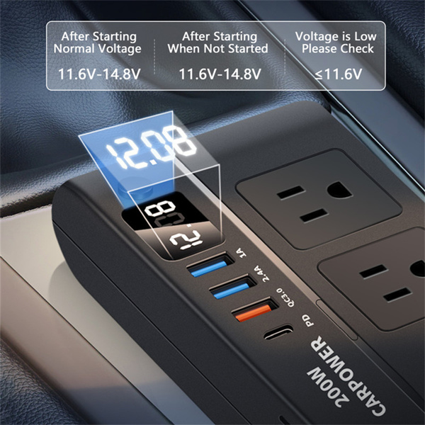 Multi Bulton Socket Car Inverter Mulifunctional Car Power Converter Socket -12V To 220V