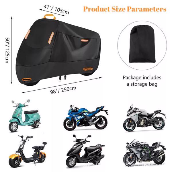 Waterproof Heavy Duty 2XL Motorcycle Cover For Winter Outside Storage Snow Rain