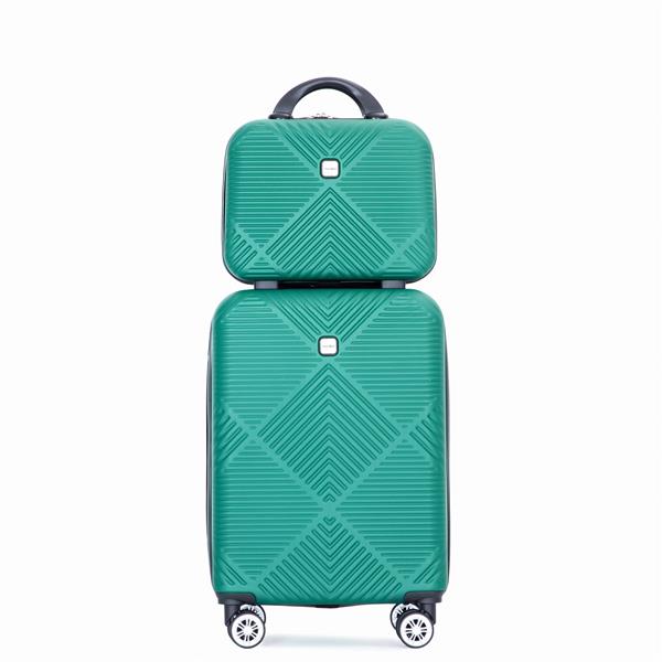 2Piece Luggage Sets ABS Lightweight Suitcase , Spinner Wheels,  (20/14) DARK GREEN