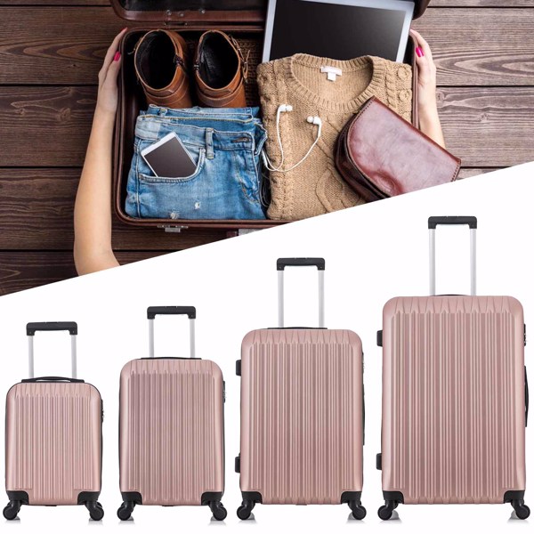 5 Piece Set Luggage Sets Suitcase ABS Hardshell Lightweight Spinner Wheels (16/20/24/28 inch) 