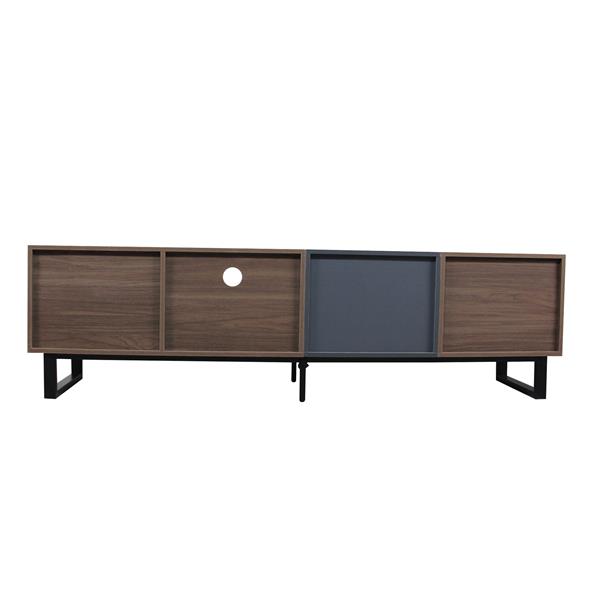 Modern TV with 3 Cabinets& Open Shelves, Color-matching Media Console Table for TVs up to 80'', Entertainment Center with Drop Down Door for Living Room, Bedroom, Home Theatre