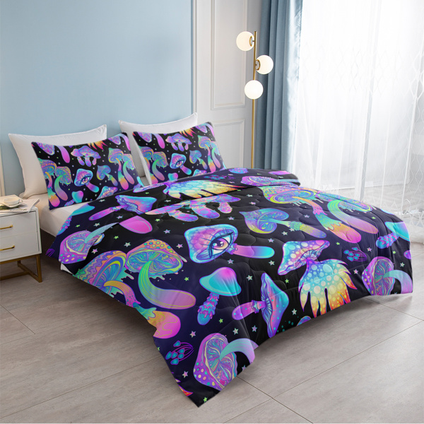 Fantasy Mushroom Duvet Cover Set Bedding Set Predatory Dinosaur Ultra Soft Comforter Cover Set Decorative 3 Piece Duvet Cover With 2 Pillow Shams Full Size