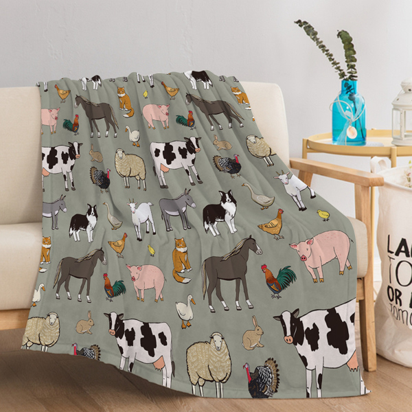 Various Animals Blanket Soft Pig Horse Durable Comfortable Blanket Women Adult Birthday Gift Home Decoration Sofa Couch Office Bed Camping Travel, 150*200cm