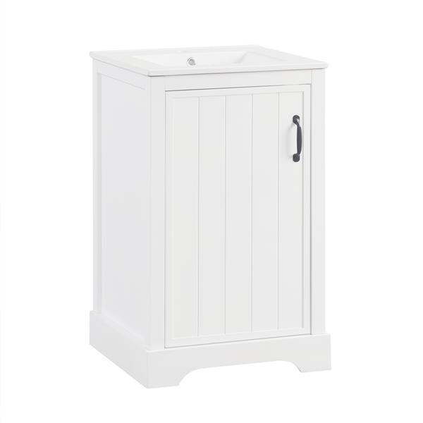 20" Bathroom Vanity with Sink, Bathroom Cabinet with Soft Closing Door, Storage Rack and Adjustable Shelve, White