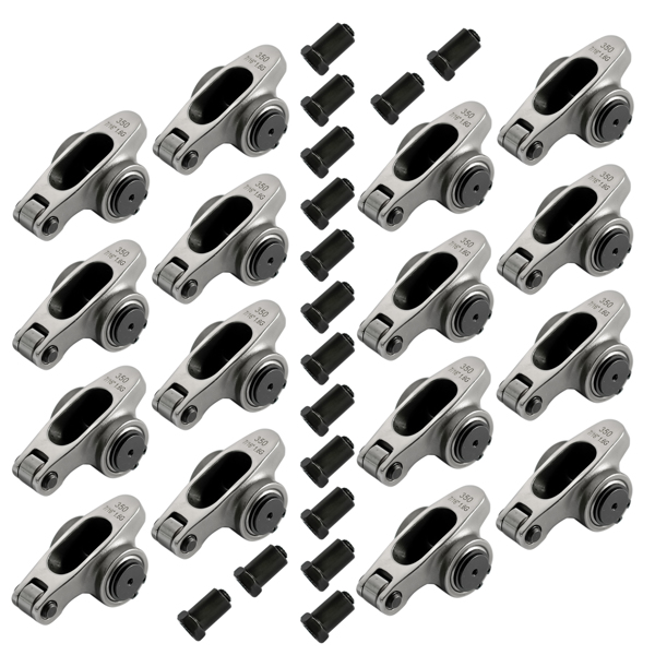 Stainless Steel Full Roller Rocker Arms Kit for Chevrolet SBC 350 1.6 Ratio 7/16''+Nuts Self-Aligning