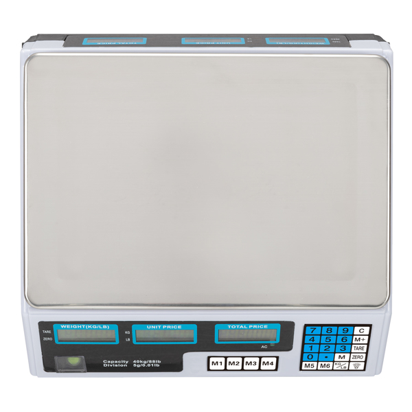 【Old code:42353336】ACS-30 40kg/5g Digital Price Computing Scale for Vegetable UK Plug Silver & White