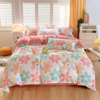 3 Piece Spring Pink Floral Duvet Cover Set for Women Adults Home Bedroom Pink Flowers Bedding Set With 2 Pillowcases Full Size