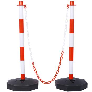 4 Pack Traffic Delineator Post Cones with Fillable Base, Adjustable Plastic Safety Barrier with 5Ft Plastic Chain, Outdoor and Indoor Crowd Control Stanchion for Traffic Control and warning W/R