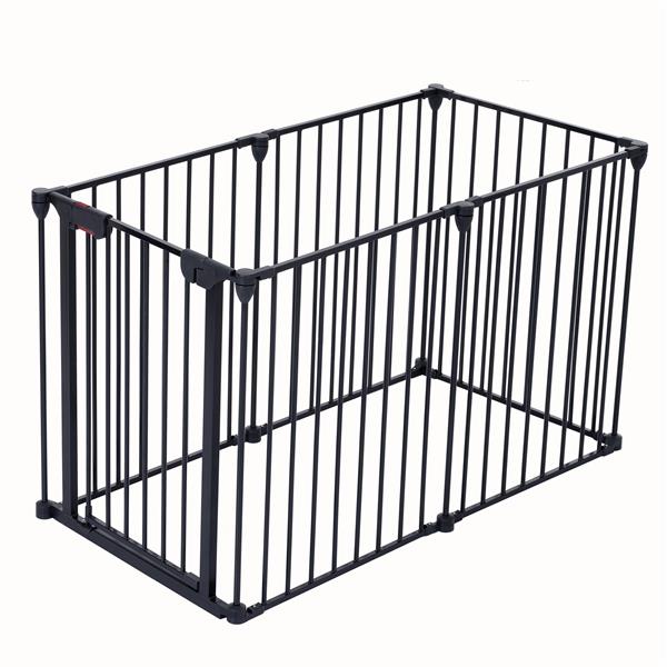 150" Adjustable Safety Gate 6 Panels Play Yard Metal Doorways Fireplace Fence Christmas Tree Fence Gate for House Stairs Gate prohibited area fence