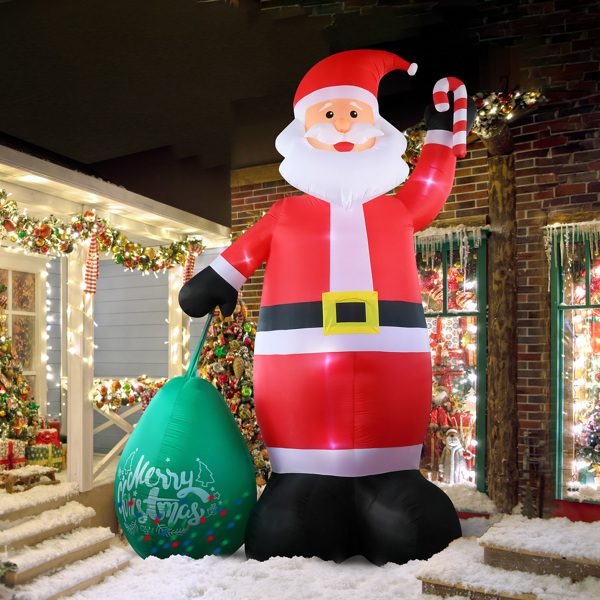 14 FT Lighted Christmas Inflatable Decoration, Giant Inflatable Santa Claus with Large Gift Bag, Blow Up Yard Decorations with Built-in LED Lights for Holiday Party Front Yard Lawn Garden Decor