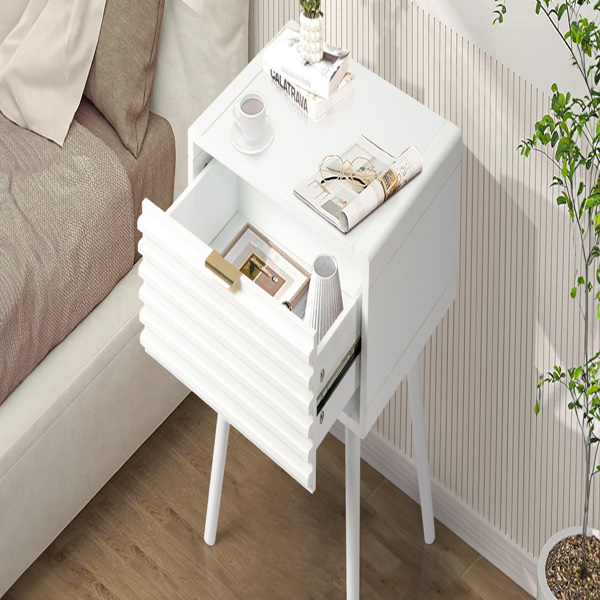 Wood Nightstand End Side Table with 1 Drawer for Living Room, Bedroom