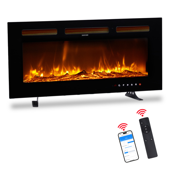 ZOKOP 36" Smart WiFi Electric Fireplace Insert, 1500W Wall Recessed/Mounted, Freestanding Fireplace Heater with Remote Control, 12 Color Adjustable Flames, Thermostat, 8H Timer, 5 Brightness Settings