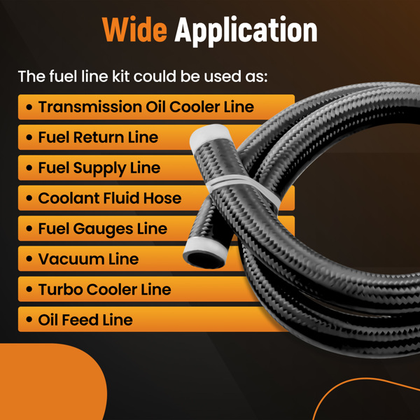 Black AN20 20-AN 20 Stainless Steel Nylon Braided Fuel Line Oil Hose 5 feet