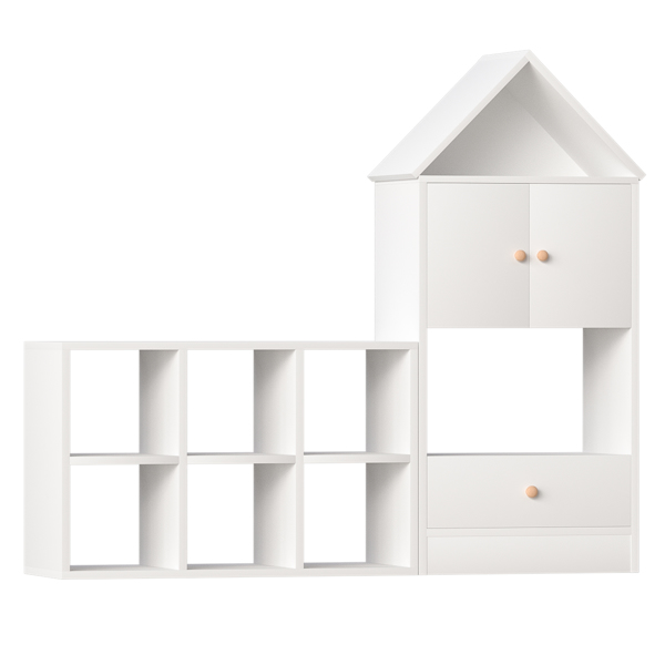 Versatile Children's Bookshelf with House-Shaped Design, Multi-Functional Storage for Books and Toys, Adjustable Placement, Durable Kids Organizer for Playroom or Bedroom Easy Assembly & Safe for Kid,