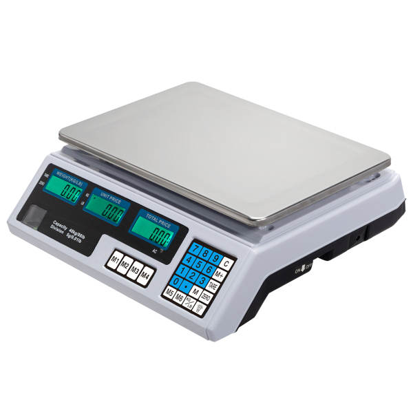 【Old code:42353336】ACS-30 40kg/5g Digital Price Computing Scale for Vegetable UK Plug Silver & White