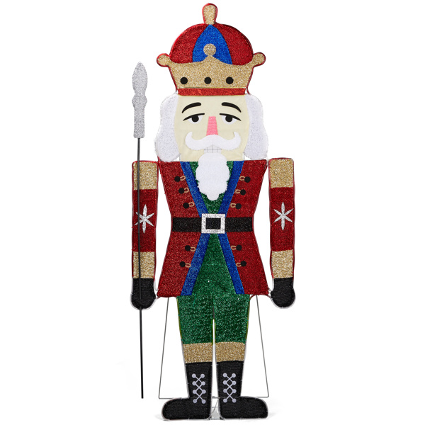 Lighted Nutcracker Christmas Yard Decorations, Pre-lit 2D Nutcracker Soldier with 162 LED Warm White Lights and Stakes for Xmas Outdoor Holiday Indoor Decor Lighted Holiday Displays