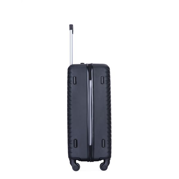 luggage 4-piece ABS lightweight suitcase with rotating wheels, 24 inch and 28 inch with TSA lock, (16/20/24/28) BLACK