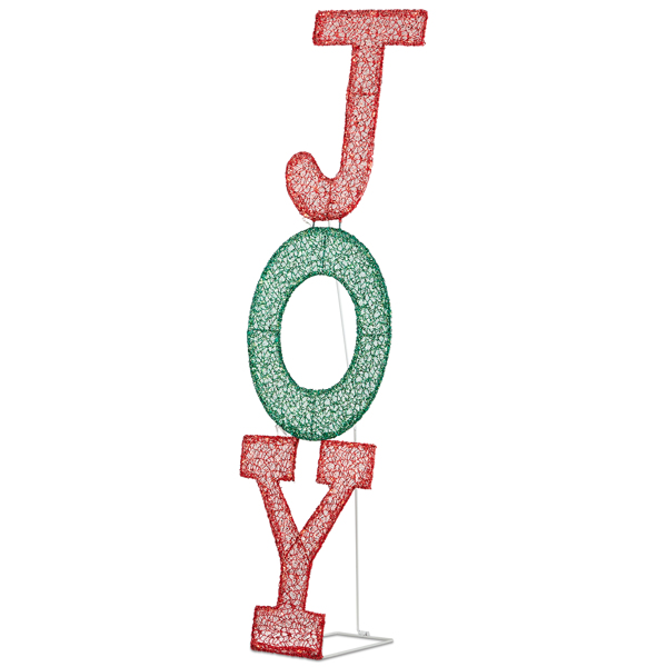 Lighted JOY Letter Sign Christmas Yard Decorations, Pre-lit 2D Letter Display with 45 LED Warm White Lights and Stakes for Xmas Outdoor Holiday Indoor Decor Lighted Holiday Displays