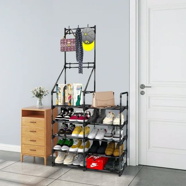 5-Tier Shoe Rack Shoe Storage Organizer, Freestanding Coat and Shoe Rack, 25-30 Pairs Shoe Shelf for Entryway Closet