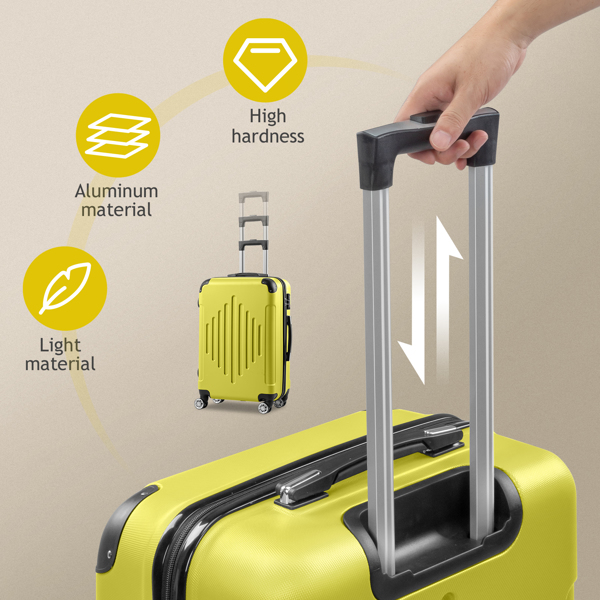  3-in-1 trolley case with 2 corners and diamond stripes - cream yellow