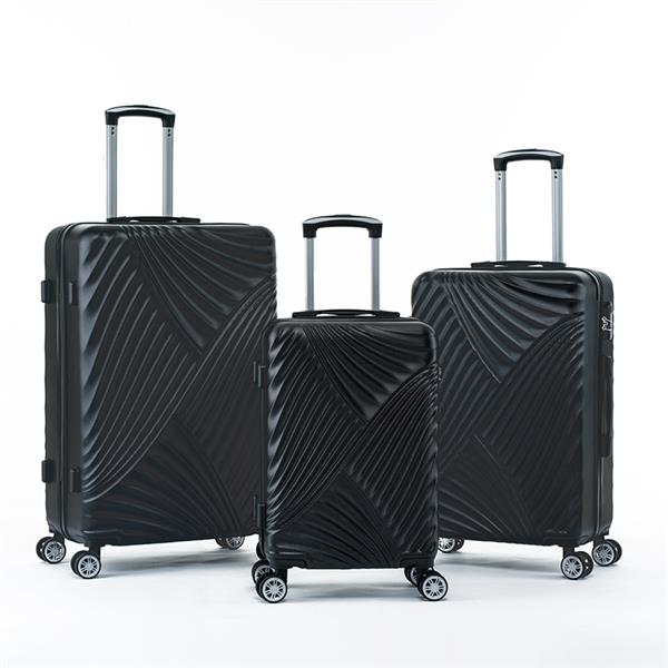 Three piece hard shell soft edge luggage with rotating wheels, 360 degree rotating four-wheel luggage, lightweight, suitable for travel luggage and suitcases. 3-Piece Suitcase Set 20/24/28 Inch