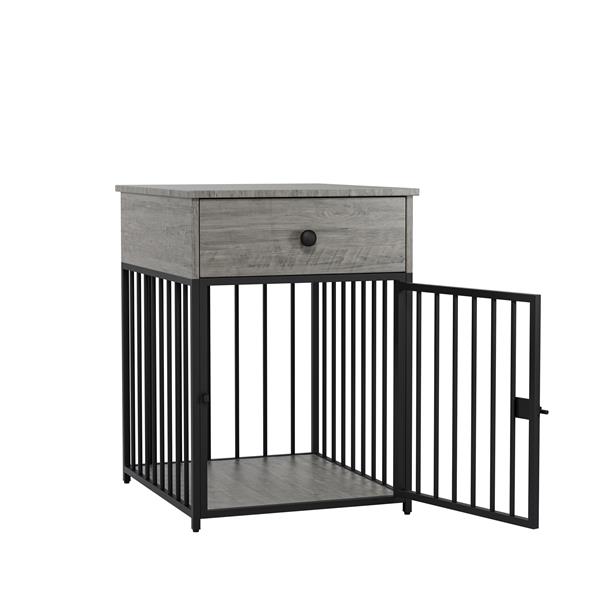 Dog Crate Furniture, Dog House, Decorative Dog Kennel with Drawer, Indoor Pet Crate End Table for Small Dog, Iron-Tube Dog Cage, Chew-Proof