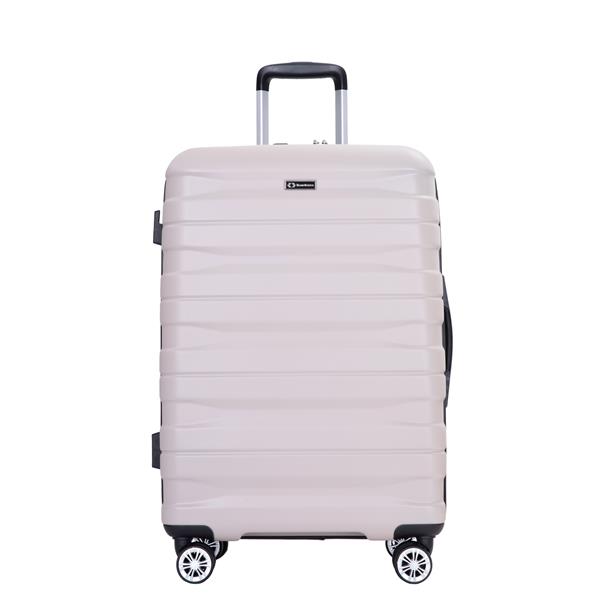 3 Piece Luggage Sets PC Lightweight & Durable Expandable Suitcase with Two Hooks, Double Spinner Wheels, TSA Lock, (21/25/29) Sand