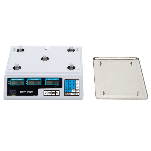 【Old code:42353336】ACS-30 40kg/5g Digital Price Computing Scale for Vegetable UK Plug Silver & White