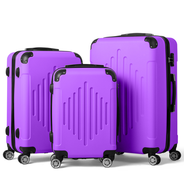 FCH 3-in-1 trolley case with 2 corners and diamond stripes - lavender