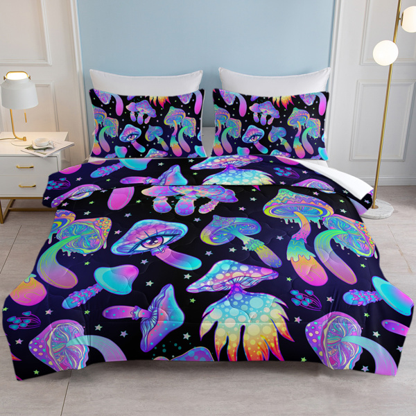 Fantasy Mushroom Duvet Cover Set Bedding Set Predatory Dinosaur Ultra Soft Comforter Cover Set Decorative 3 Piece Duvet Cover With 2 Pillow Shams Full Size