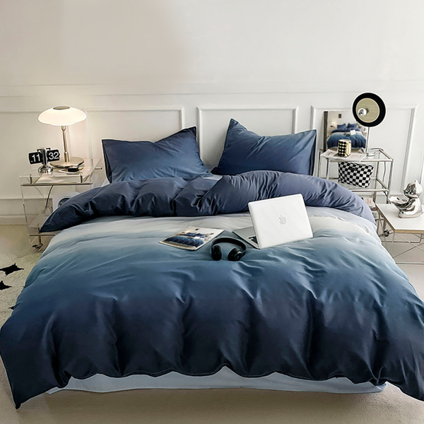 3PCS Gradient Blue Duvet Cover Set Galaxy Space Comforter Cover with Zipper Closure, 1 Duvet Cover and 2 Pillowcases King Size （Maybe Shipment from FBA）